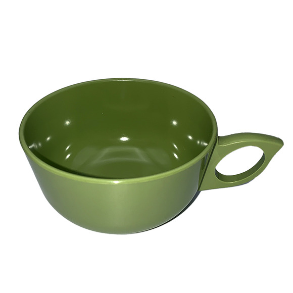 Vintage Melamine 7-Pc Set Avocado Green Cups (#108) Bowl (#106) Creamer (#107) - Picture 5 of 10